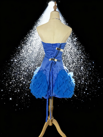 Niulatu Sweetheart Homecoming Dresses Blue Bodycon Short Prom Dresses Satin Tulle Classic Blue Birthday Dresses HZ1026